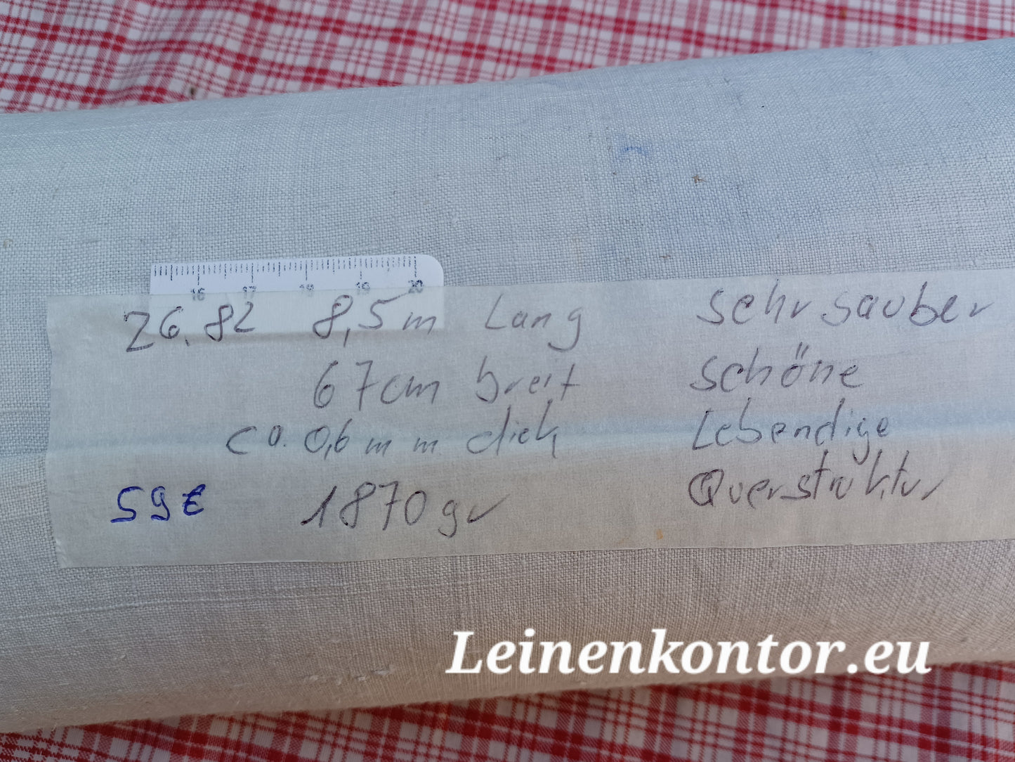 26.82 (8,5m x 0,67m x 0,6mm, 1870gr) Leinen Landhaus Leinenstoff Leinenballen