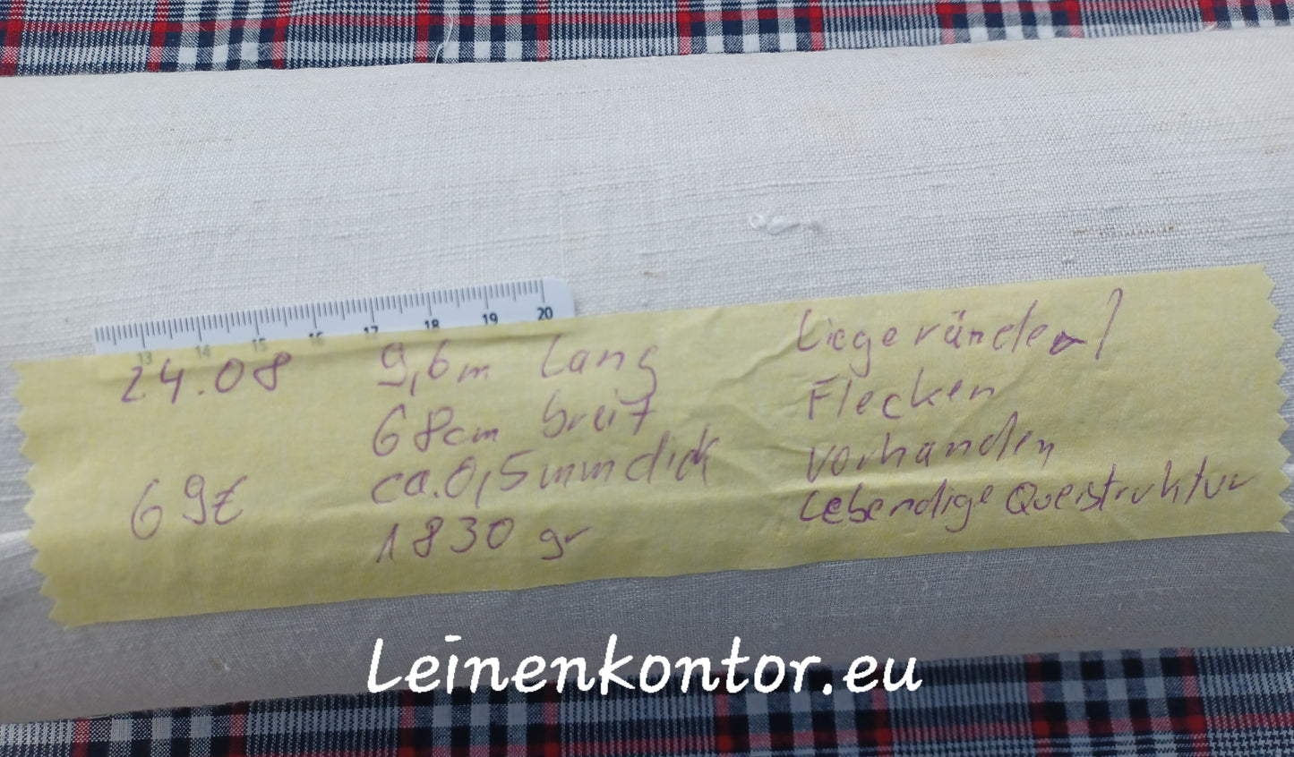 24.08 (9,6m x 0,68m x 0,5mm) Altes Bauernleinen Landhaus Leinenstoff Leinenballen