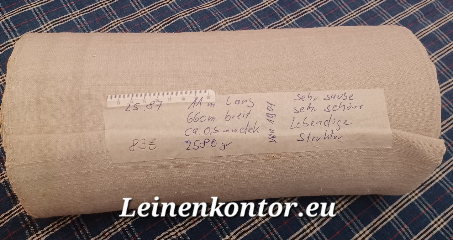 25.87 (11m x 0,66m x 0,5mm, 2580gr) Bauernleinen Leinen Landhaus Leinenstoff Leinenballen