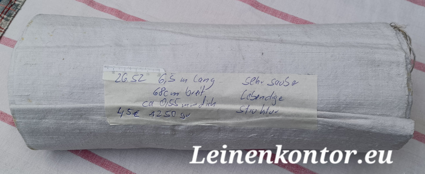 26.52 (6,5m x 0,68m x 0,55mm, 1250gr) Leinen Landhaus Leinenstoff Leinenballen