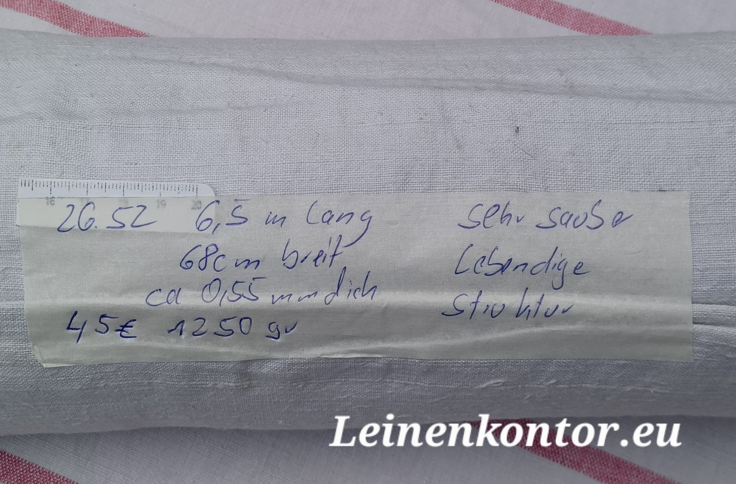 26.52 (6,5m x 0,68m x 0,55mm, 1250gr) Leinen Landhaus Leinenstoff Leinenballen