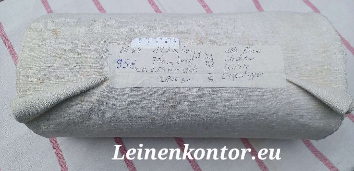 26.64 (14,3m x 0,70m x 0,55mm, 2810gr) Leinen Landhaus Leinenstoff Leinenballen