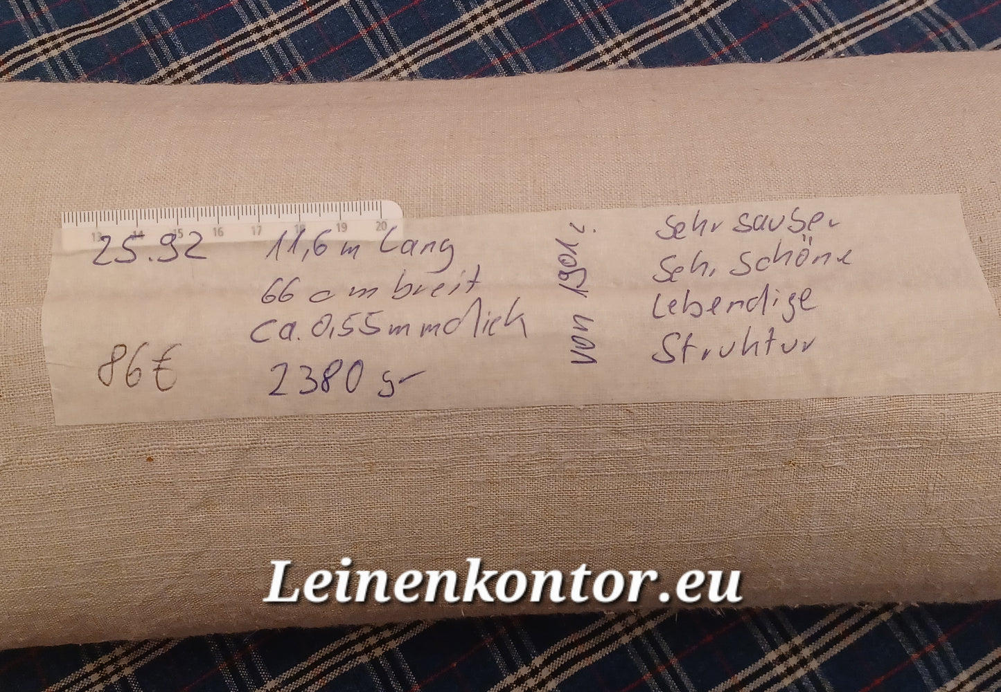 25.92 (11,6m x 0,66m x 0,55mm, 2380gr) Bauernleinen Leinen Landhaus Leinenstoff Leinenballen
