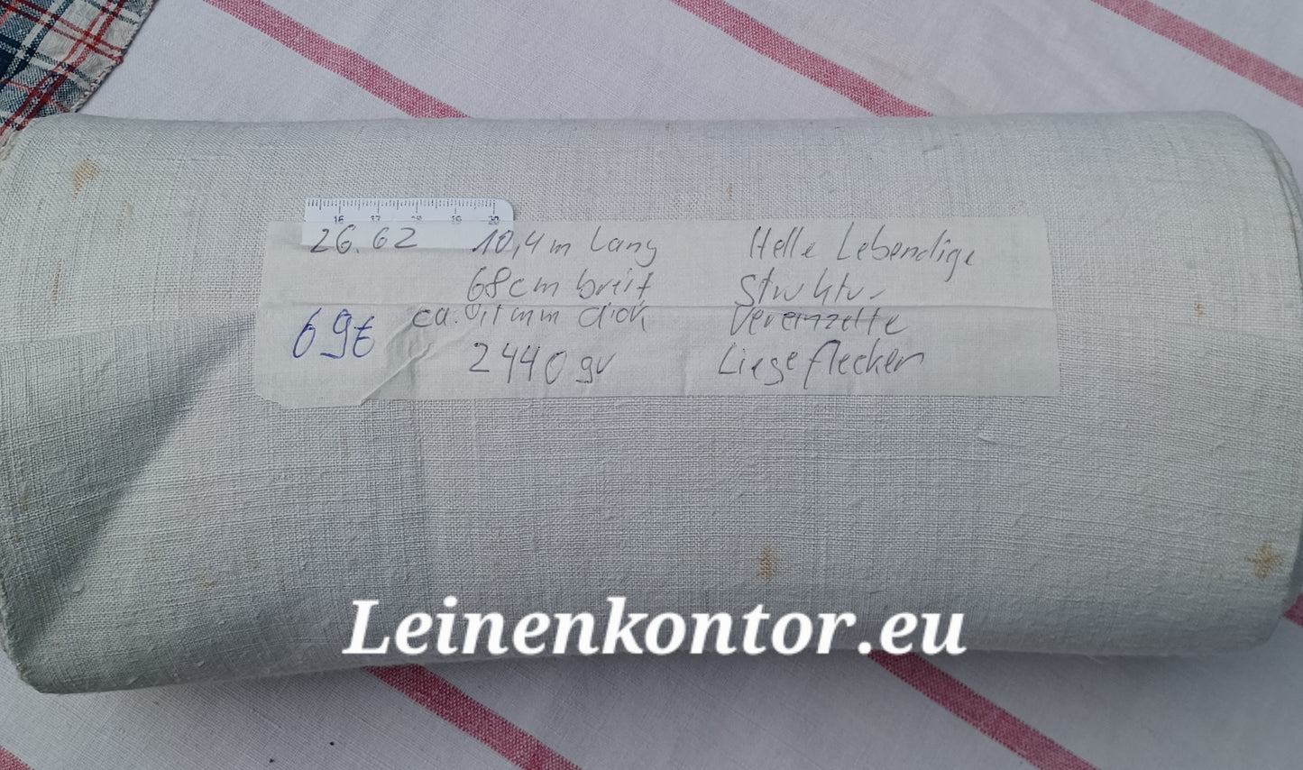 26.62 (10,4m x 0,68m x 0,7mm, 2440gr) Leinen Landhaus Leinenstoff Leinenballen