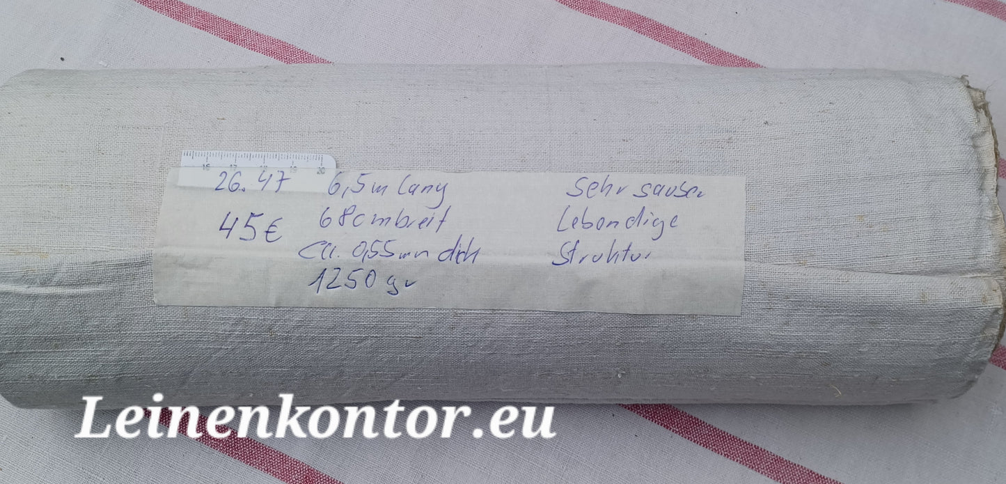 26.47 (6,5m x 0,68m x 0,55mm, 1150gr) Leinen Landhaus Leinenstoff Leinenballen