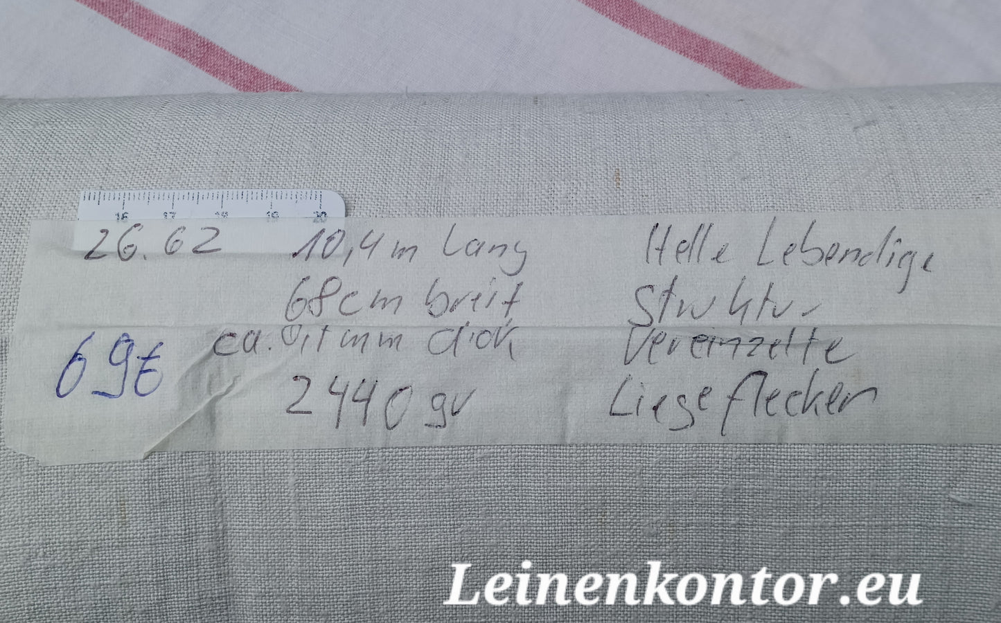 26.62 (10,4m x 0,68m x 0,7mm, 2440gr) Leinen Landhaus Leinenstoff Leinenballen