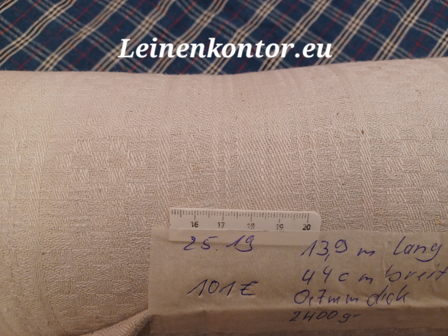 25.19 (13,9m x 0,44m x 0,7mm) Halbleinen, Altes Bauernleinen Landhaus Leinenstoff Leinenballen