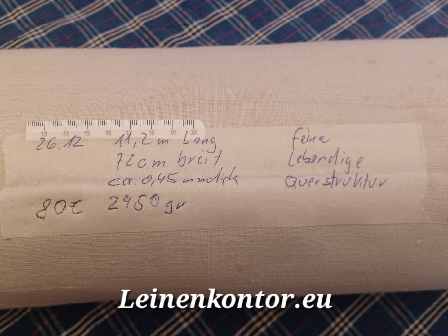 26.12 (11,2m x 0,72cm x 0,45mm, 2450gr) Bauernleinen Leinen Landhaus Leinenstoff Leinenballen