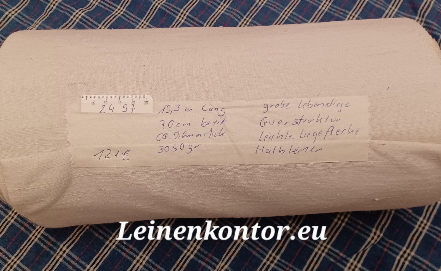 24.97 (19,3m x 0,70m x 0,6mm) Halbleinen, Altes Bauernleinen Landhaus Leinenstoff Leinenballen