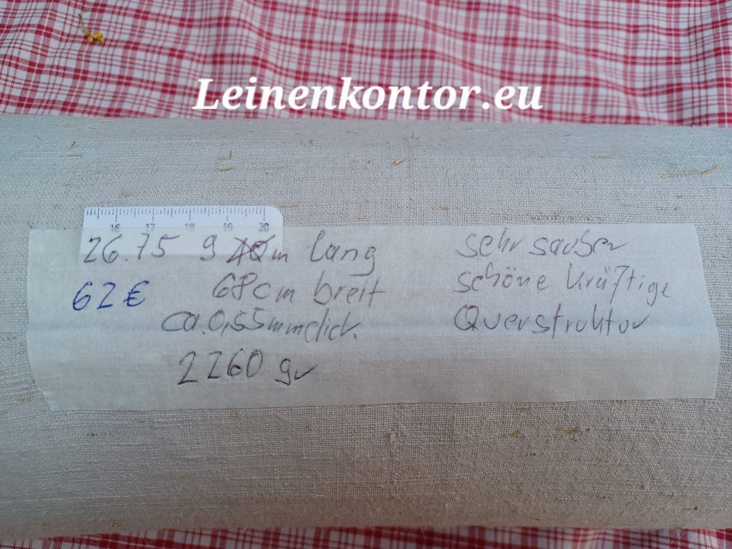 26.75 (9m x 0,68m x 0,68mm, 2260gr) Leinen Landhaus Leinenstoff Leinenballen