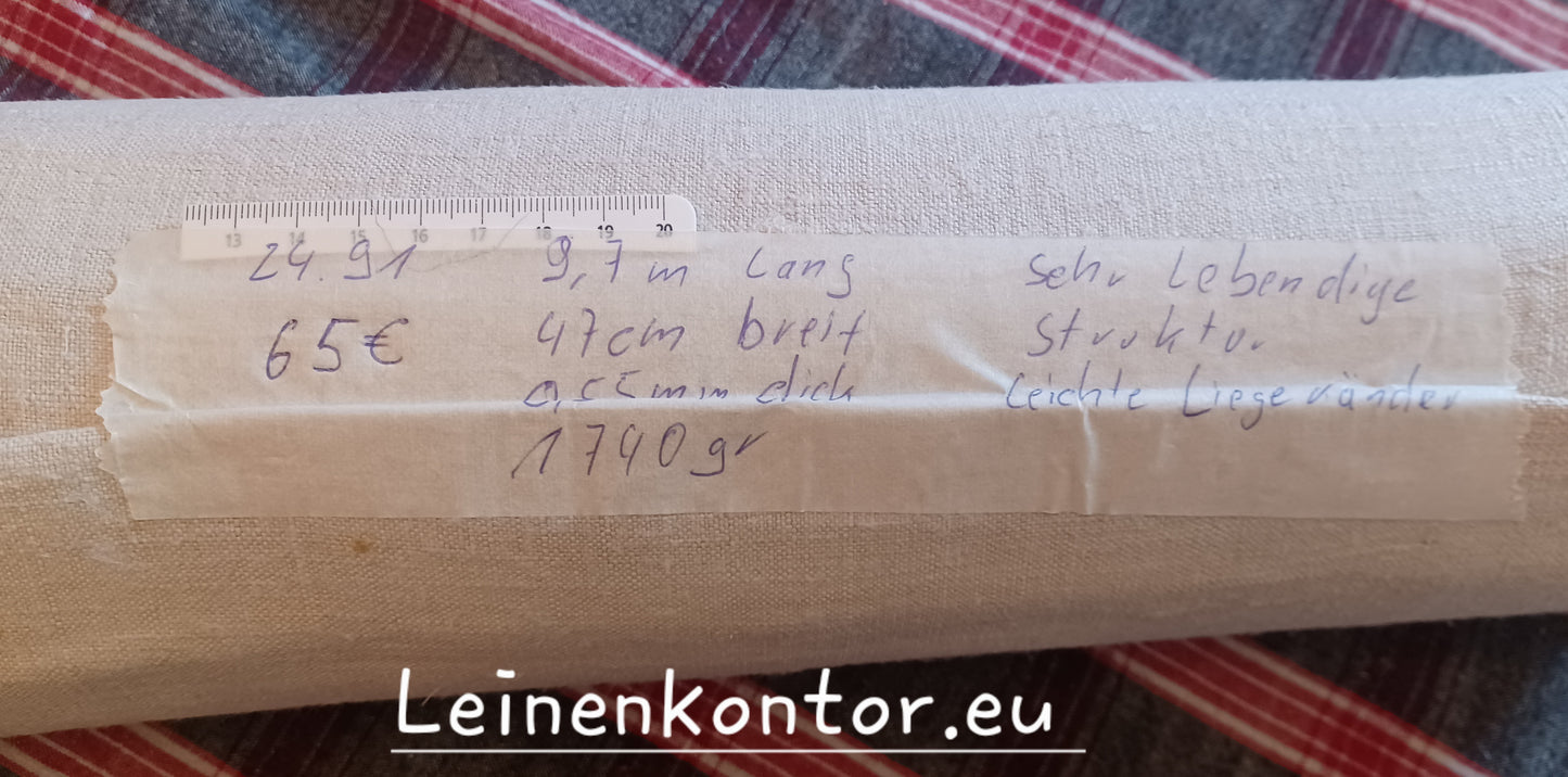 24.91 (9,7m x 0,47m x 0,55mm) Leinen Landhaus Leinenstoff Leinenballen