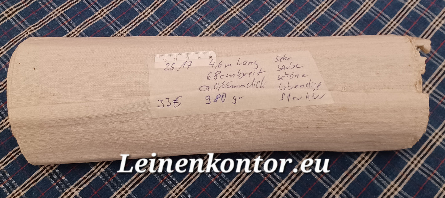 26.17 (4,6m x 0,68cm x 0,65mm, 980gr) Bauernleinen Leinen Landhaus Leinenstoff Leinenballen
