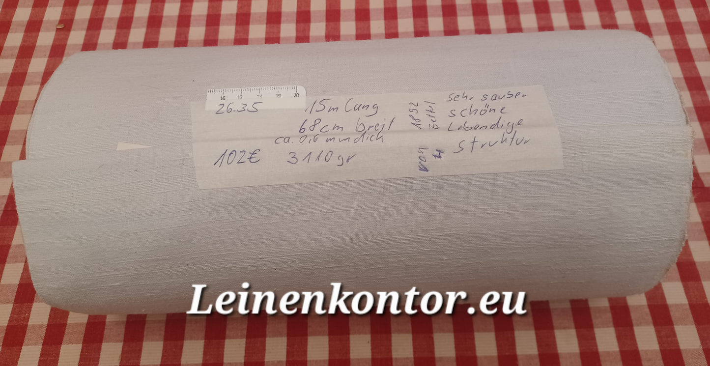 26.35 (15m x 68m x 0,6mm, 3110gr) Leinen Landhaus Leinenstoff Leinenballen