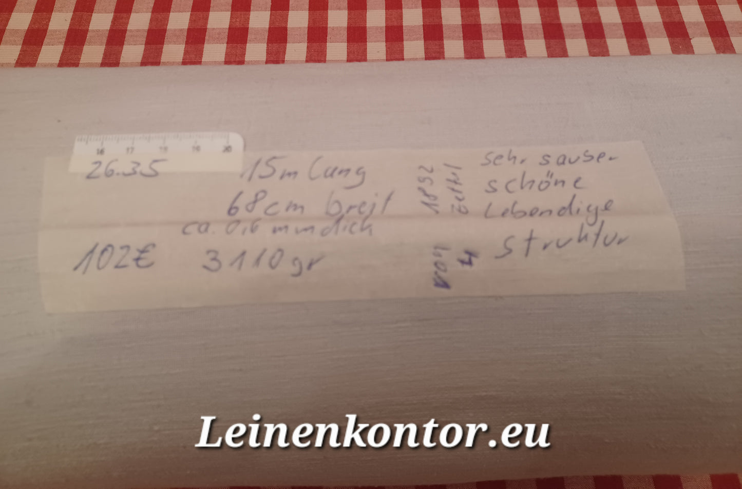 26.35 (15m x 68m x 0,6mm, 3110gr) Leinen Landhaus Leinenstoff Leinenballen