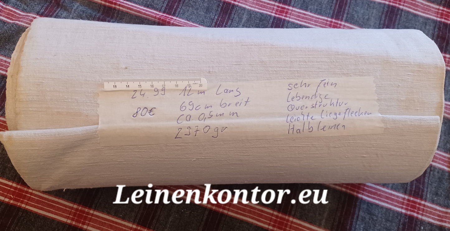 24.99 (12m x 0,69m x 0,5mm) Halbleinen, Altes Bauernleinen Landhaus Leinenstoff Leinenballen
