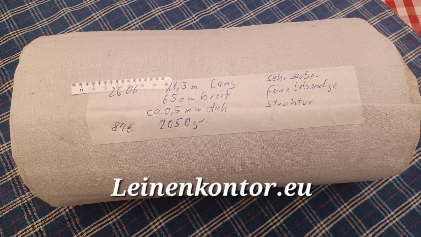 26.06 (11,3m x 0,65m x 0,5mm, 2050gr) Bauernleinen Leinen Landhaus Leinenstoff Leinenballen