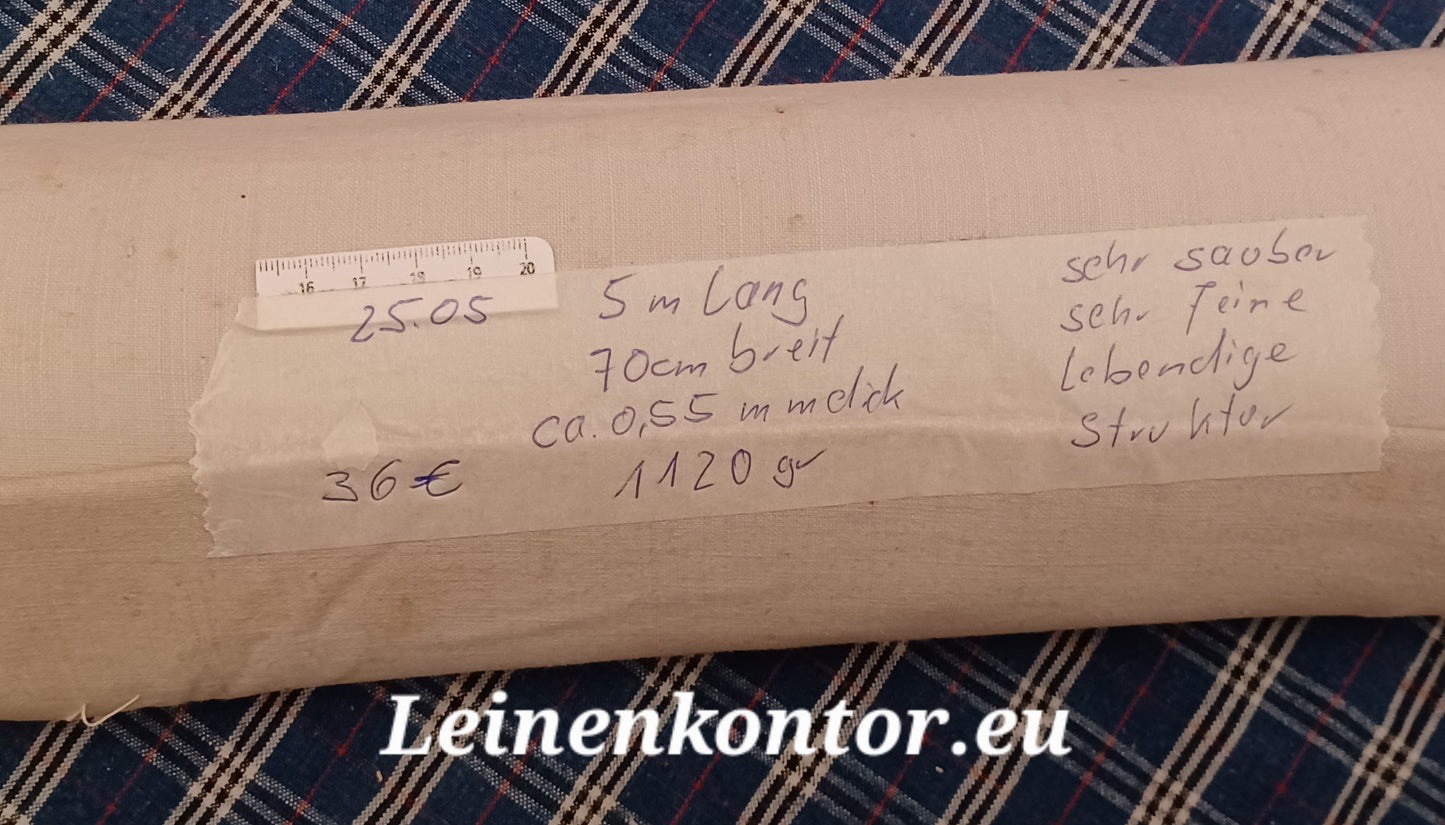 25.05 (5m x 0,70m x 0,55mm) Leinen Landhaus Leinenstoff Leinenballen