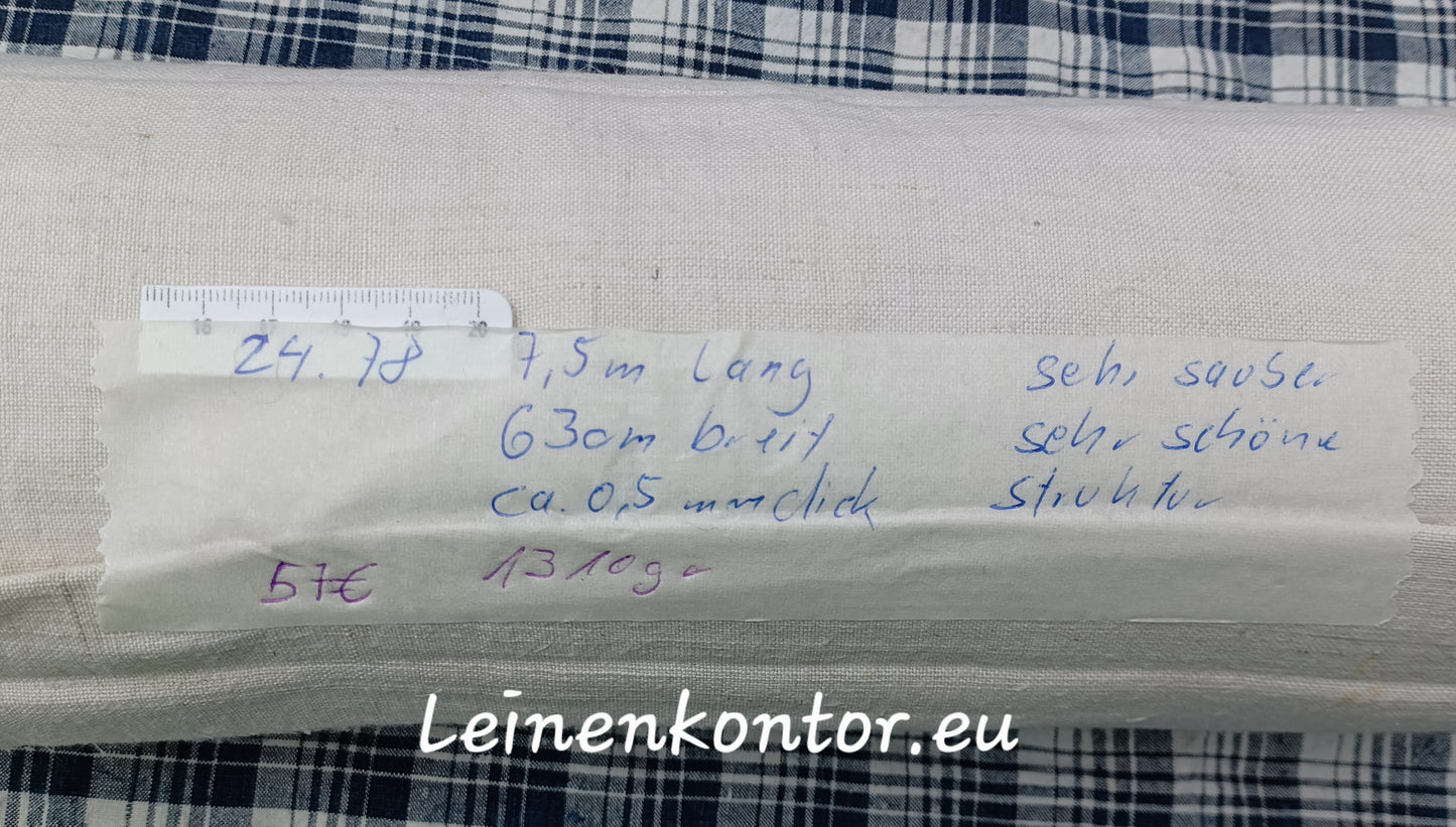 24.78 (7,5m x 0,63m x 0,5mm) Altes Bauernleinen Landhaus Leinenstoff Leinenballen