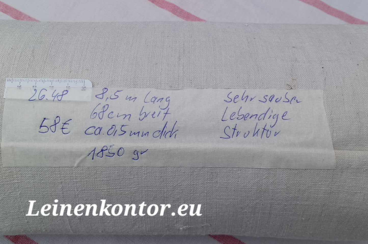 26.48 (8,5m x 0,68m x 0,5mm, 1850gr) Leinen Landhaus Leinenstoff Leinenballen