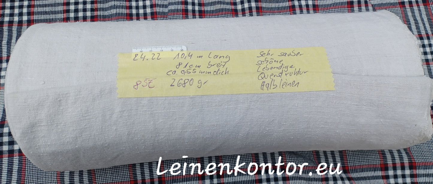 24.22 (10,4m x 0,81m x 0,55mm) Halbleinen, Altes Bauernleinen Landhaus Leinenstoff Leinenballen