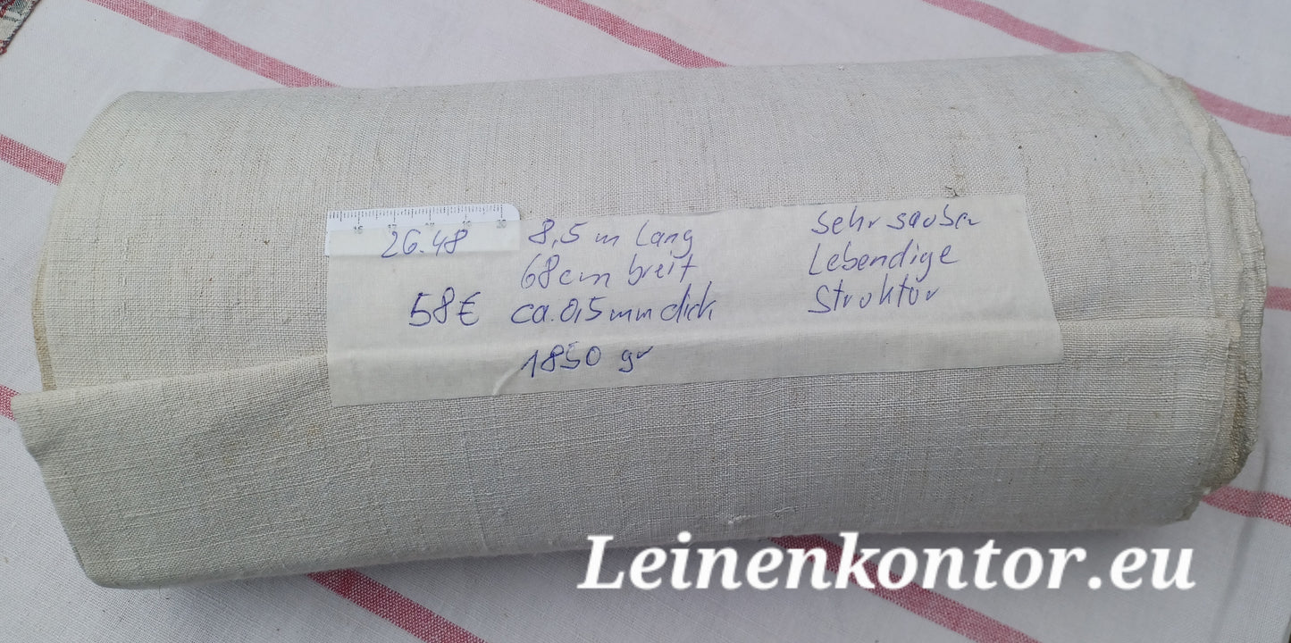 26.48 (8,5m x 0,68m x 0,5mm, 1850gr) Leinen Landhaus Leinenstoff Leinenballen