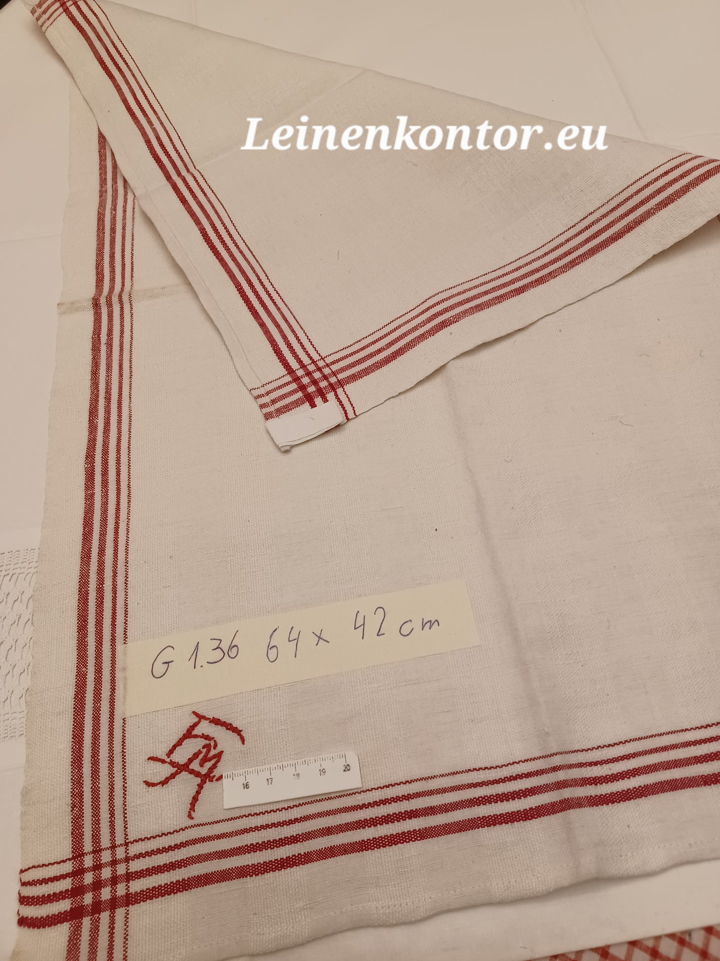 G1.36 (64cm x 42cm) Geschirrhandtuch Altes Bauerleinen Landhaus Leinenstoff Leinenhandtücher
