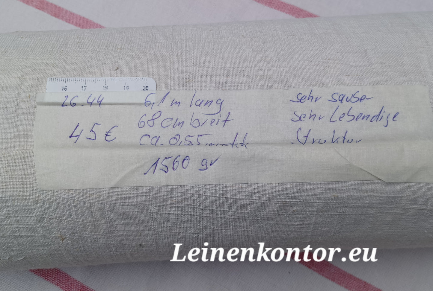 26.44 (6,5m x 0,68m x 0,55mm, 1300gr) Leinen Landhaus Leinenstoff Leinenballen
