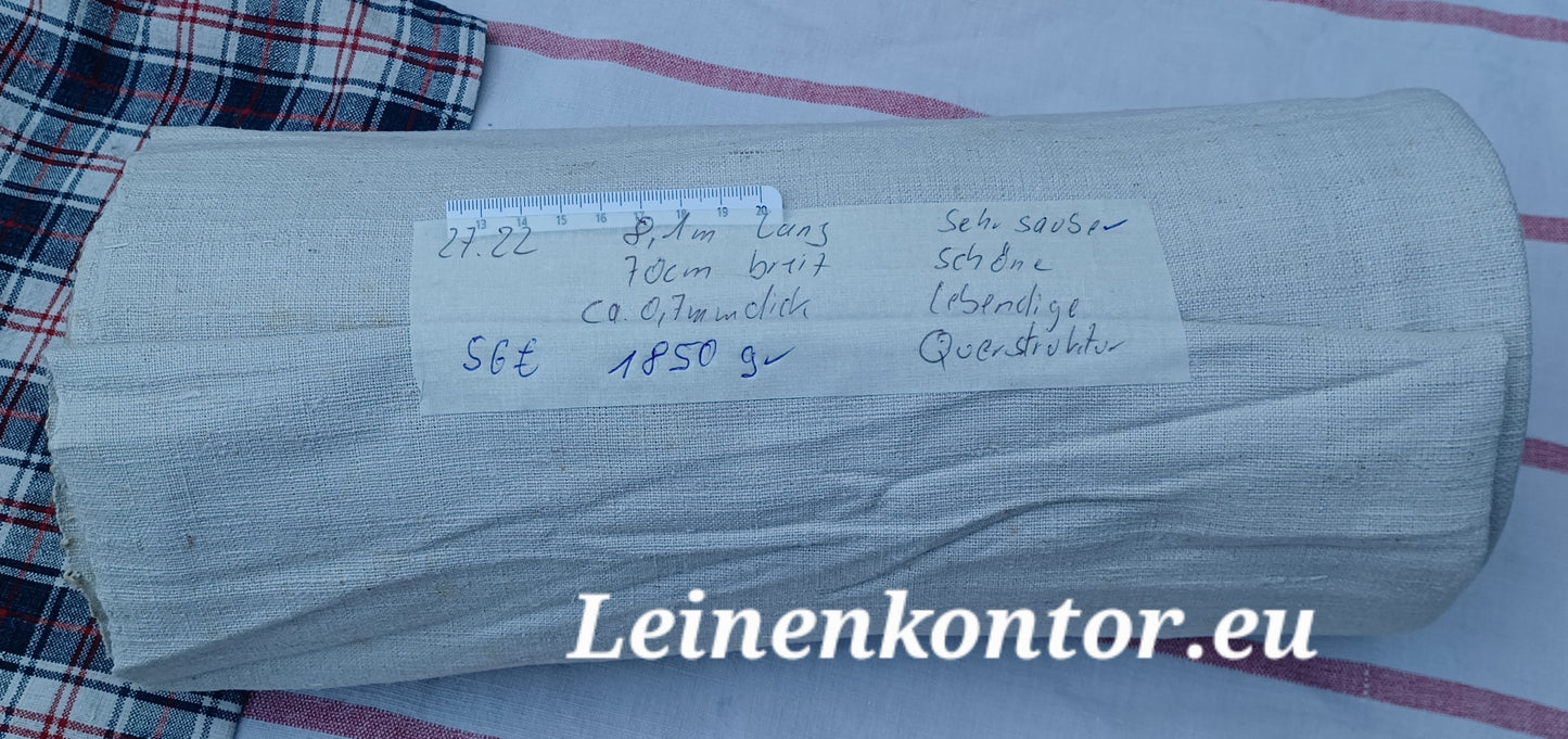 27.22 (8,1m x 0,70m x 0,7mm, 1850gr) Leinen Landhaus Leinenstoff Leinenballen