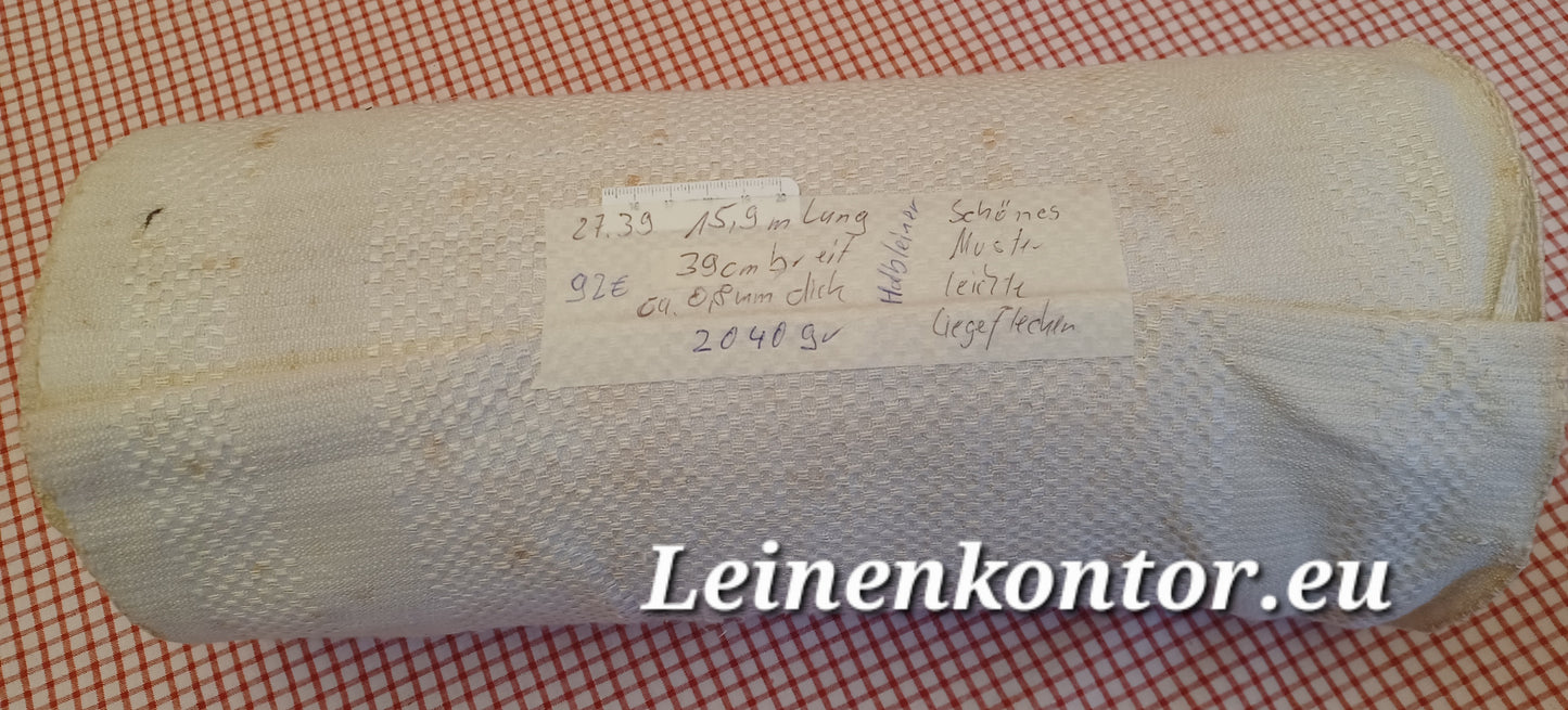 27.39 (15,9m x 0,39m x 0,8mm, 2040gr) Halbleinen, Altes Bauernleinen Landhaus Leinenstoff Leinenballen