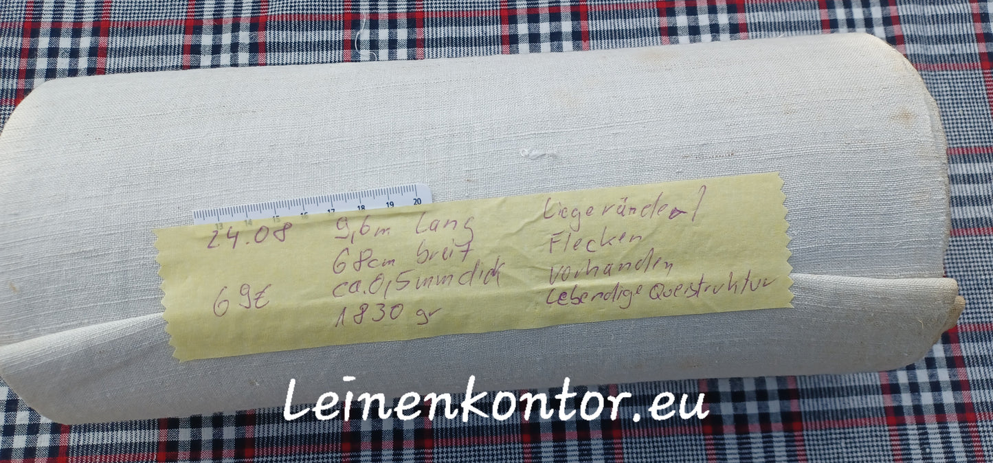 24.08 (9,6m x 0,68m x 0,5mm) Altes Bauernleinen Landhaus Leinenstoff Leinenballen