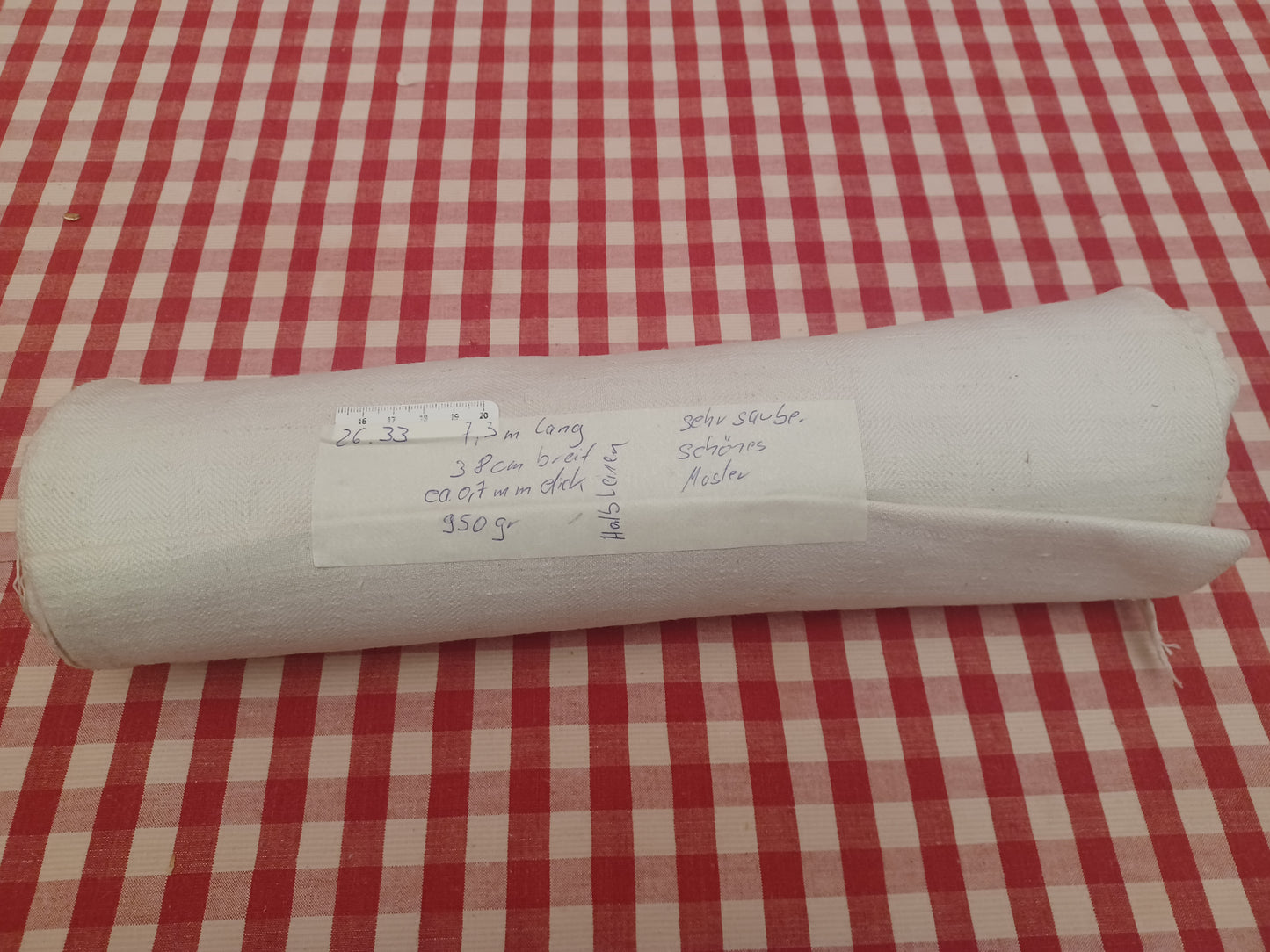 26.33 (7,3m x 0,38m x 0,7mm, 950gr) Halbleinen Leinen Landhaus Leinenstoff Leinenballen
