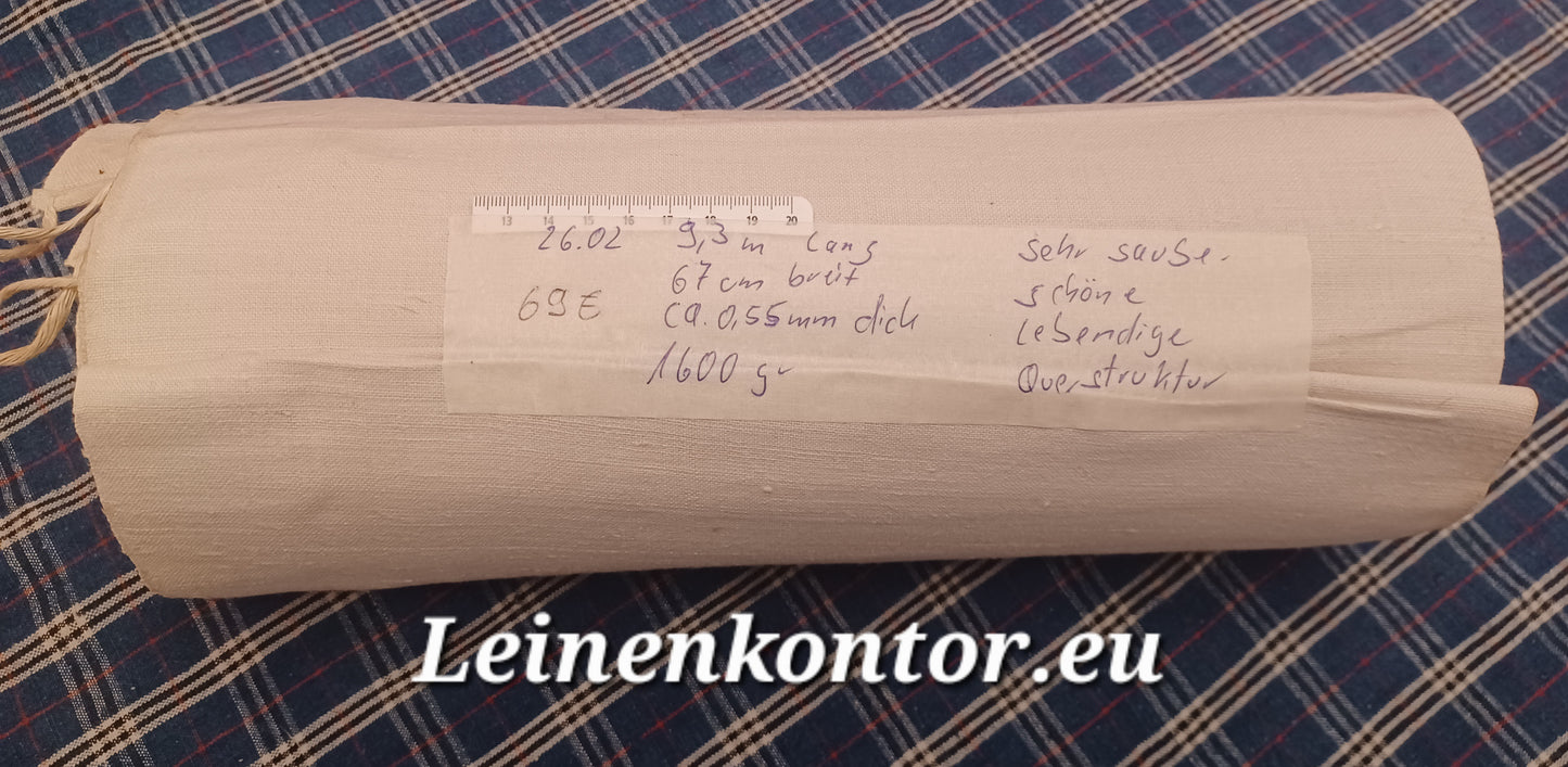 26.02 (9,3m x 0,67m x 0,55mm, 1600gr) Bauernleinen Leinen Landhaus Leinenstoff Leinenballen