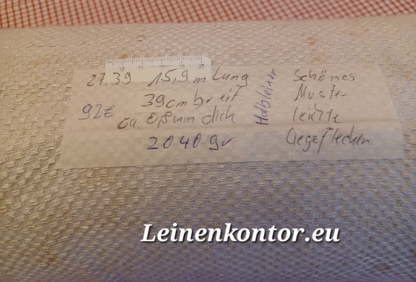 27.39 (15,9m x 0,39m x 0,8mm, 2040gr) Halbleinen, Altes Bauernleinen Landhaus Leinenstoff Leinenballen