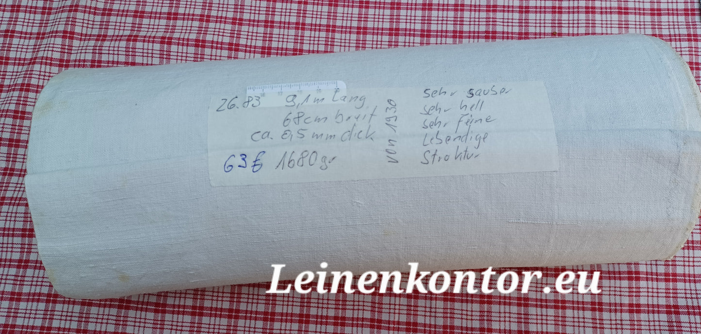 26.83 (9,1m x 0,68m x 0,5mm, 1680gr) Leinen Landhaus Leinenstoff Leinenballen