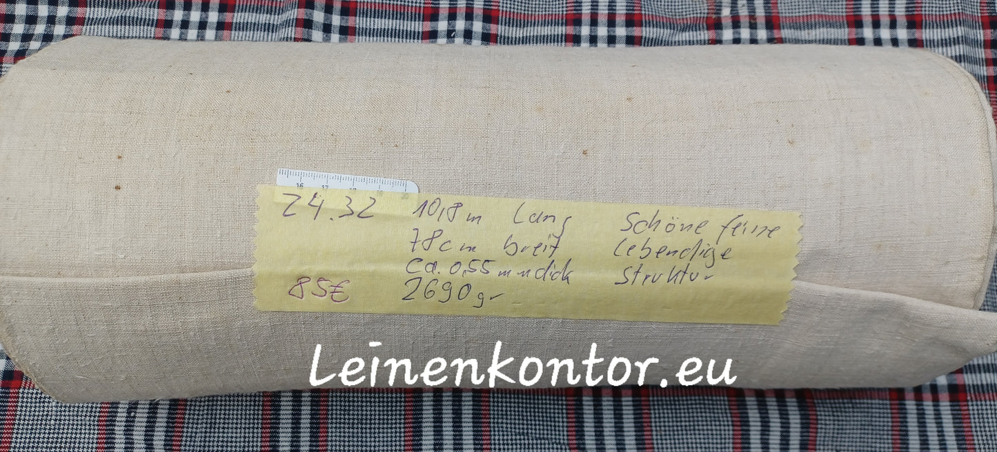24.32 (10,8m x 0,78m x 0,55mm) Altes Bauernleinen Landhaus Leinenstoff Leinenballen