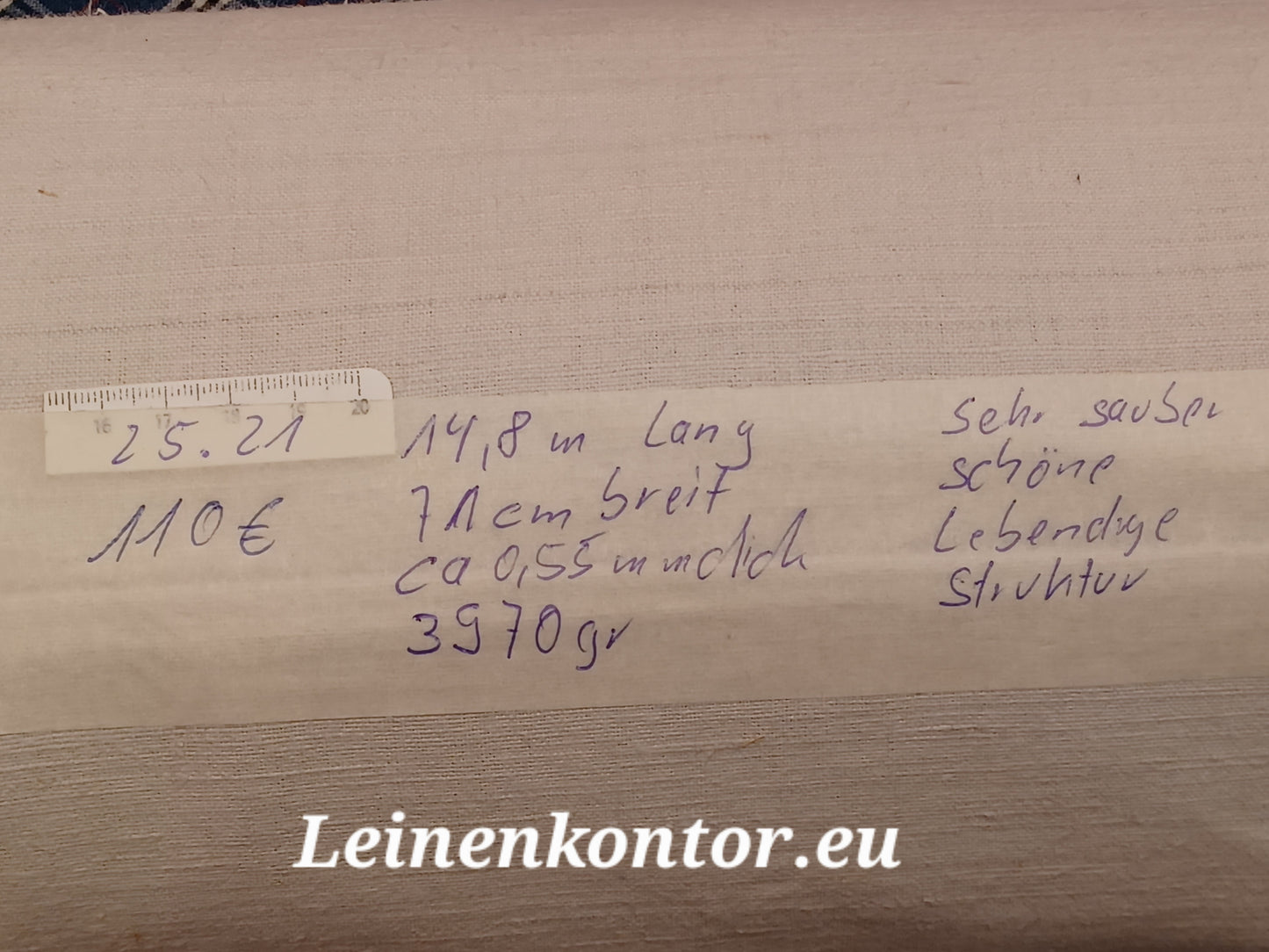25.21 (14,8m x 0,71m x 0,55mm) Leinen Landhaus Leinenstoff Leinenballen