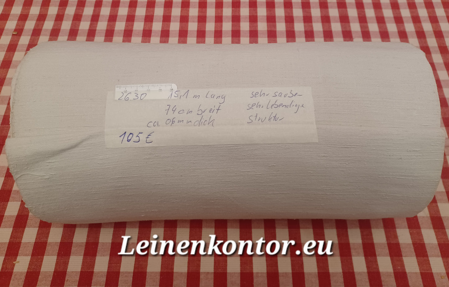 26.30 (15,1m x 74m x 0,6mm, 3580gr) Leinen Landhaus Leinenstoff Leinenballen