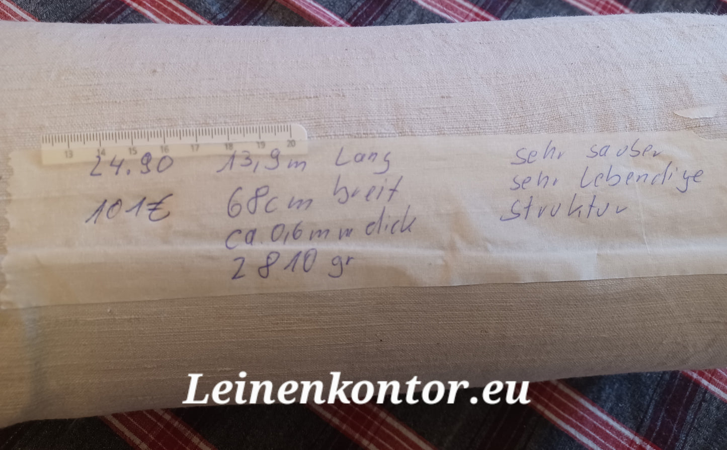 24.90 (13,9m x 0,68m x 0,6mm) Leinen Landhaus Leinenstoff Leinenballen