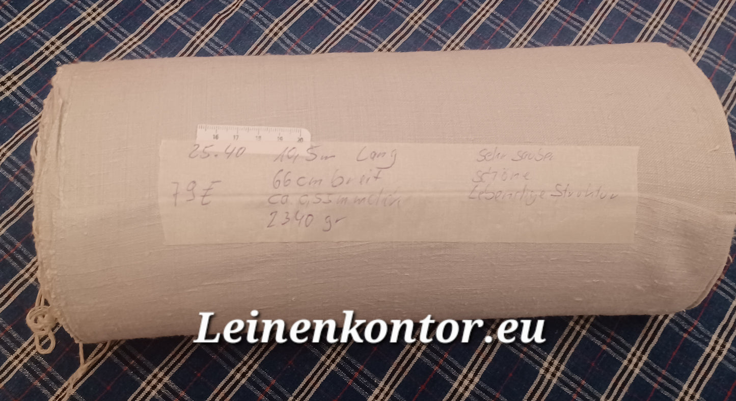 25.40 (10,5m x 0,66m x 0,55mm, 2340gr) Leinen Landhaus Leinenstoff Leinenballen
