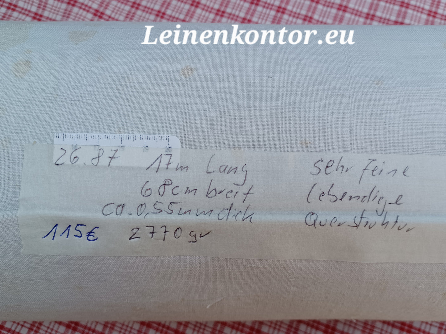 26.87 (17m x 0,68m x 0,55mm, 2770gr) Leinen Landhaus Leinenstoff Leinenballen