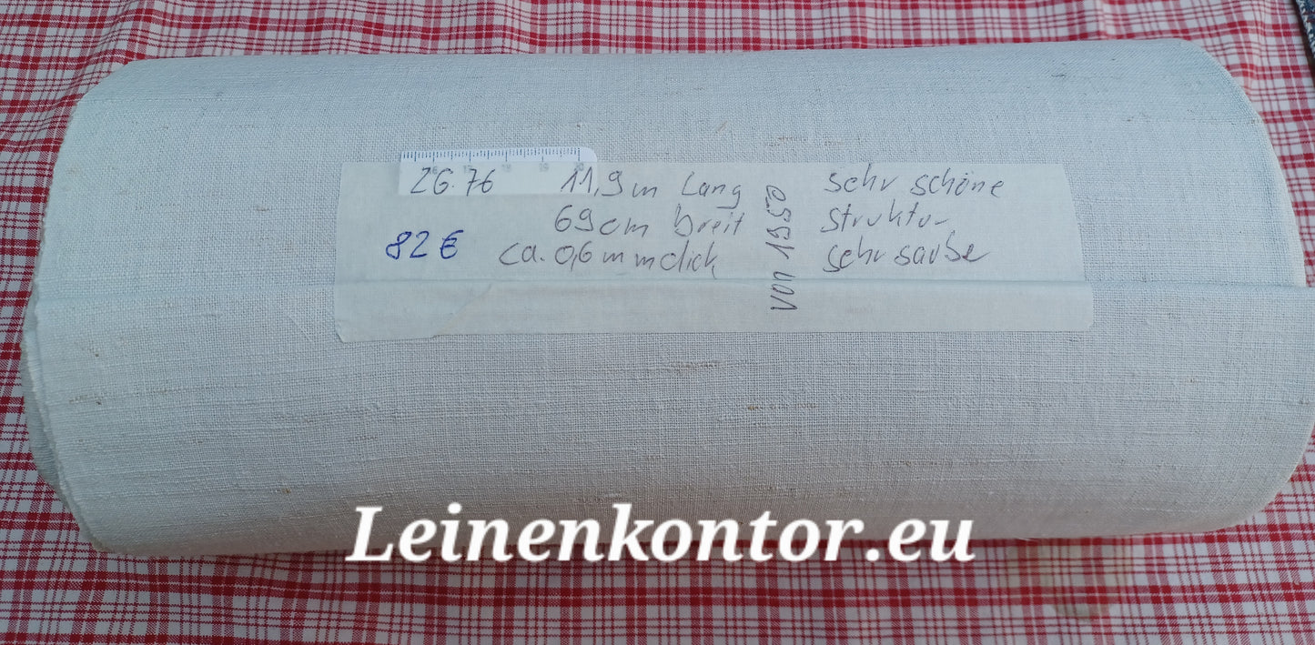 26.76 (11,9m x 0,69m x 0,6mm, 2220gr) Leinen Landhaus Leinenstoff Leinenballen