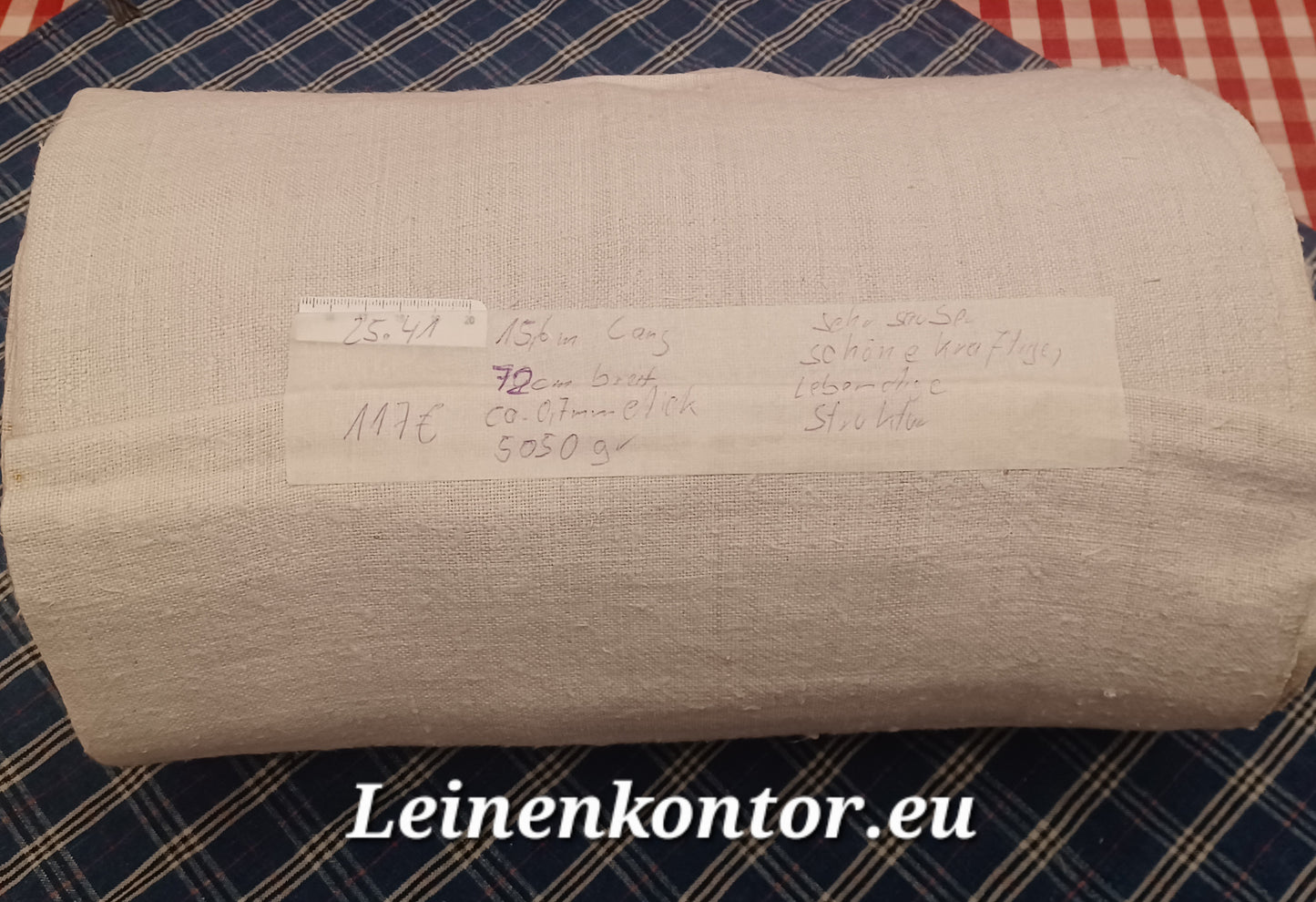 25.41 (15.6m x 0,72m x 0,7mm, 5050gr) Leinen Landhaus Leinenstoff Leinenballen