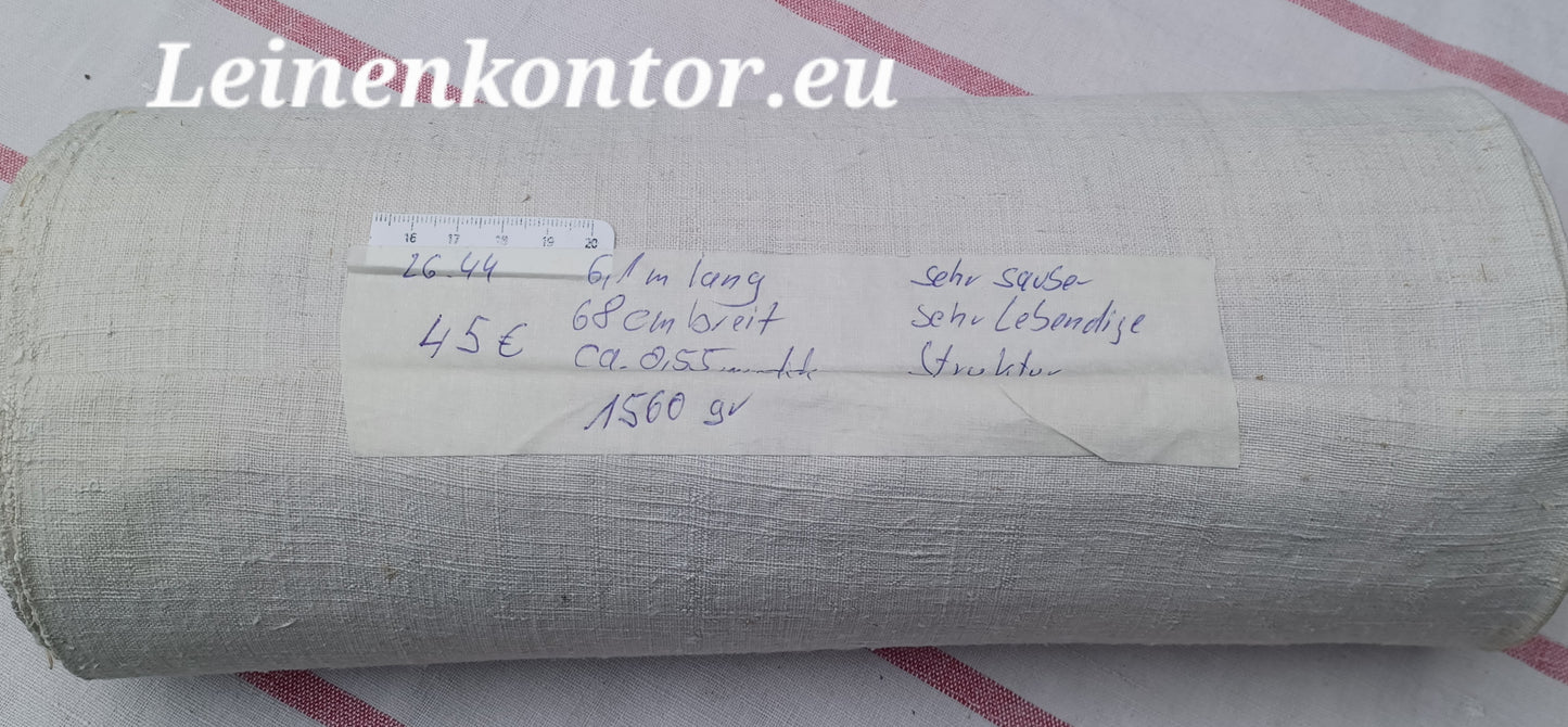 26.44 (6,5m x 0,68m x 0,55mm, 1300gr) Leinen Landhaus Leinenstoff Leinenballen