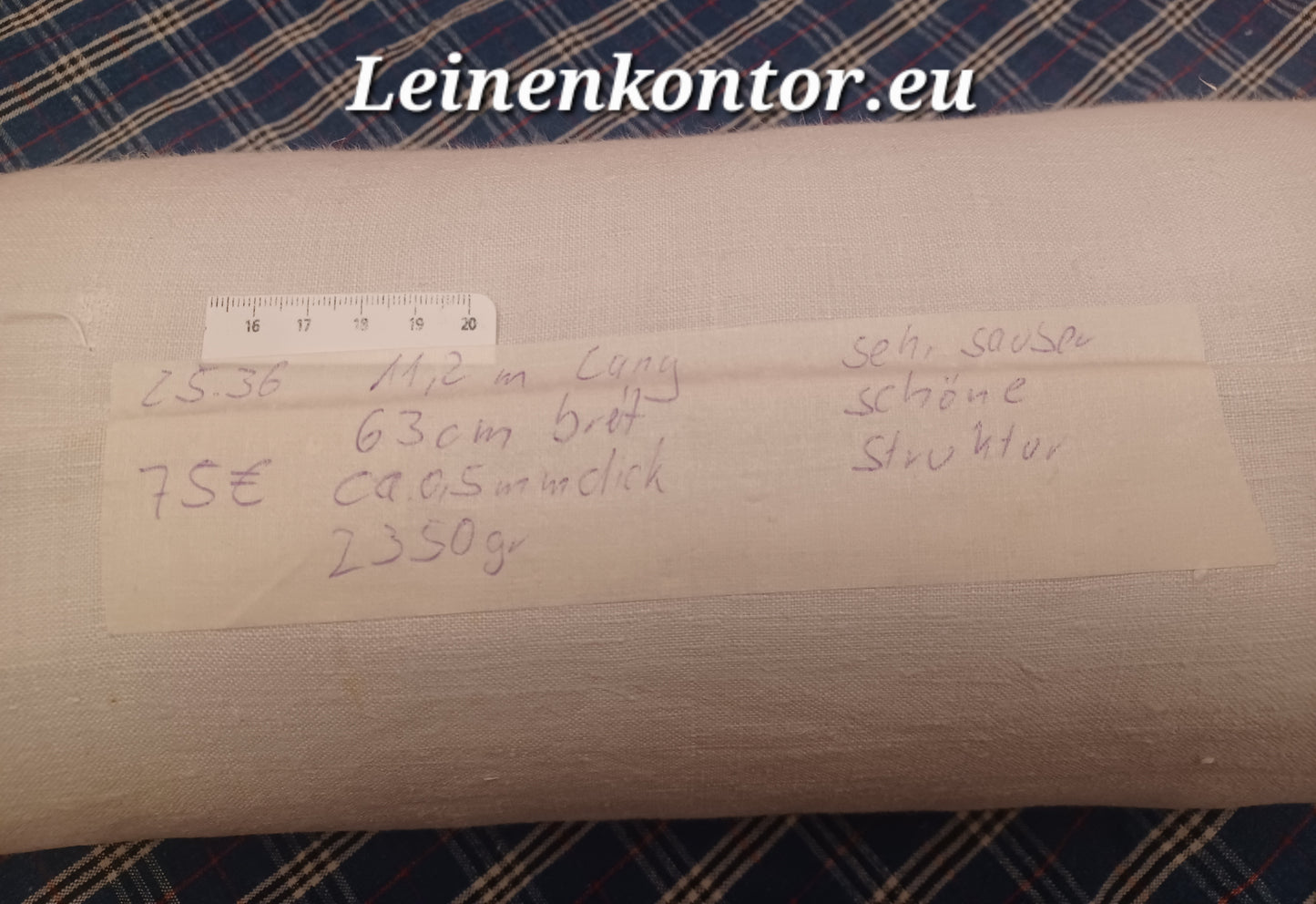 25.36 (11,2m x 0,63m x 0,5mm) Leinen Landhaus Leinenstoff Leinenballen