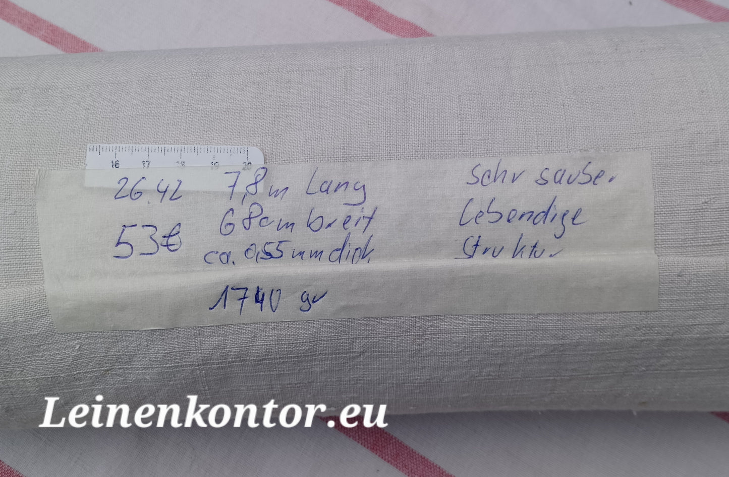 26.42 (7,8m x 0,68m x 0,55mm, 1740gr) Leinen Landhaus Leinenstoff Leinenballen