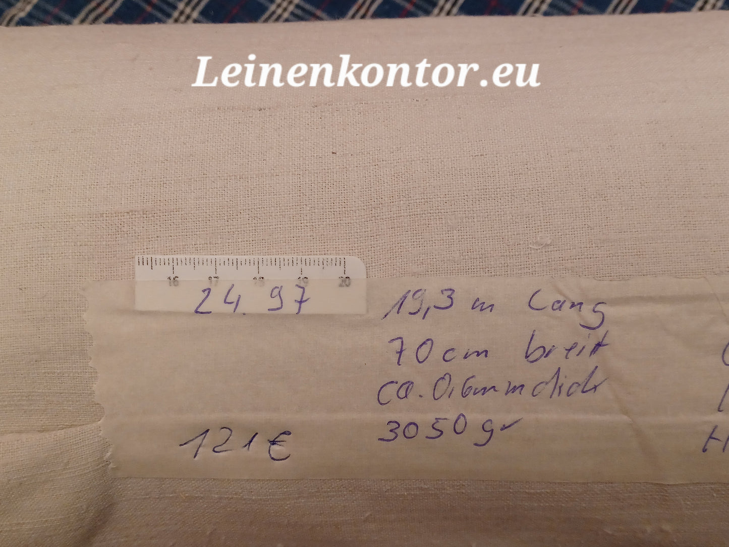 24.97 (19,3m x 0,70m x 0,6mm) Halbleinen, Altes Bauernleinen Landhaus Leinenstoff Leinenballen