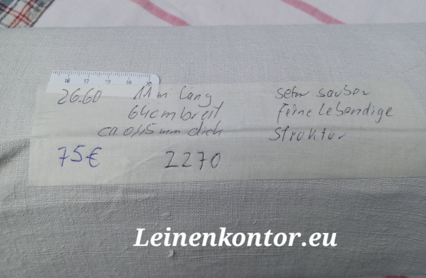 26.60 (11m x 0,64m x 0,45mm, 2270gr) Leinen Landhaus Leinenstoff Leinenballen
