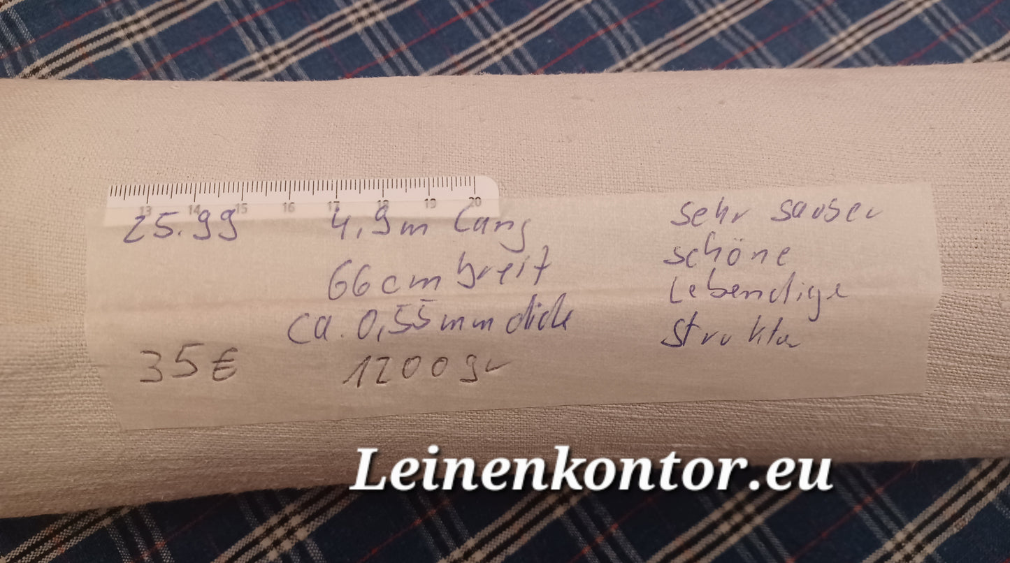 25.99 (4,9m x 0,66m x 0,55mm, 1200gr) Bauernleinen Leinen Landhaus Leinenstoff Leinenballen