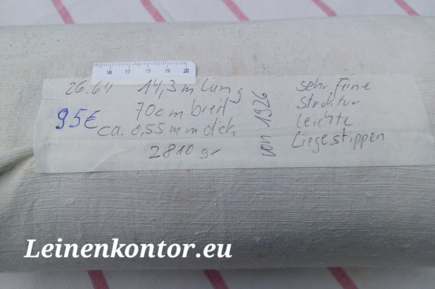 26.64 (14,3m x 0,70m x 0,55mm, 2810gr) Leinen Landhaus Leinenstoff Leinenballen