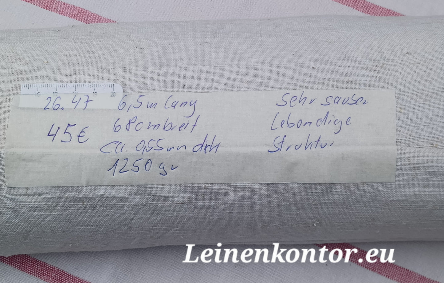 26.47 (6,5m x 0,68m x 0,55mm, 1150gr) Leinen Landhaus Leinenstoff Leinenballen